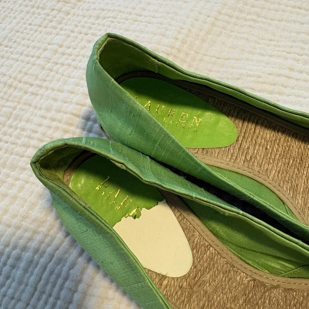Lauren Ralph Lauren Cecelia Espadrilles Wedge Slip On Shoes Women 8.5 Lime Green